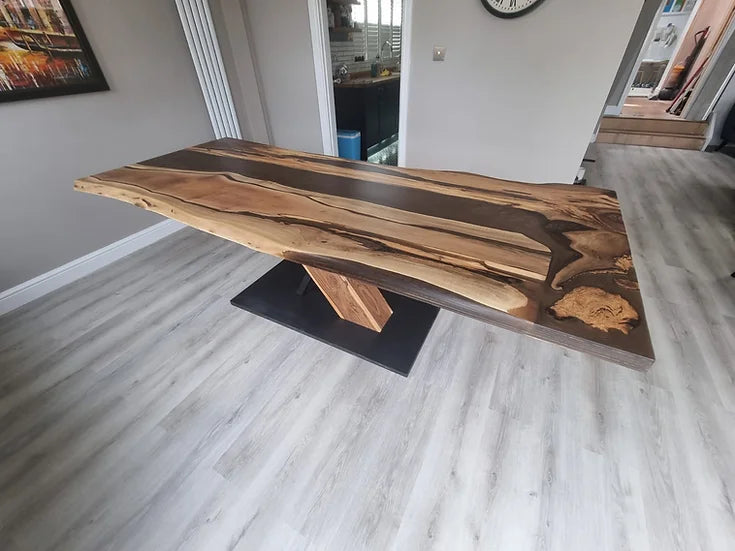 Walnut Resin Table with Pisa Base